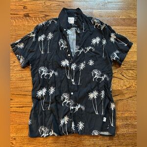 Black Palm Tree Print Men's Shirt